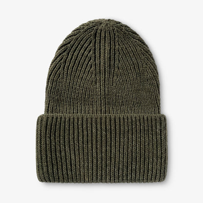 Mossgrön reflexmössa i Polylana®-garn sedd framifrån.