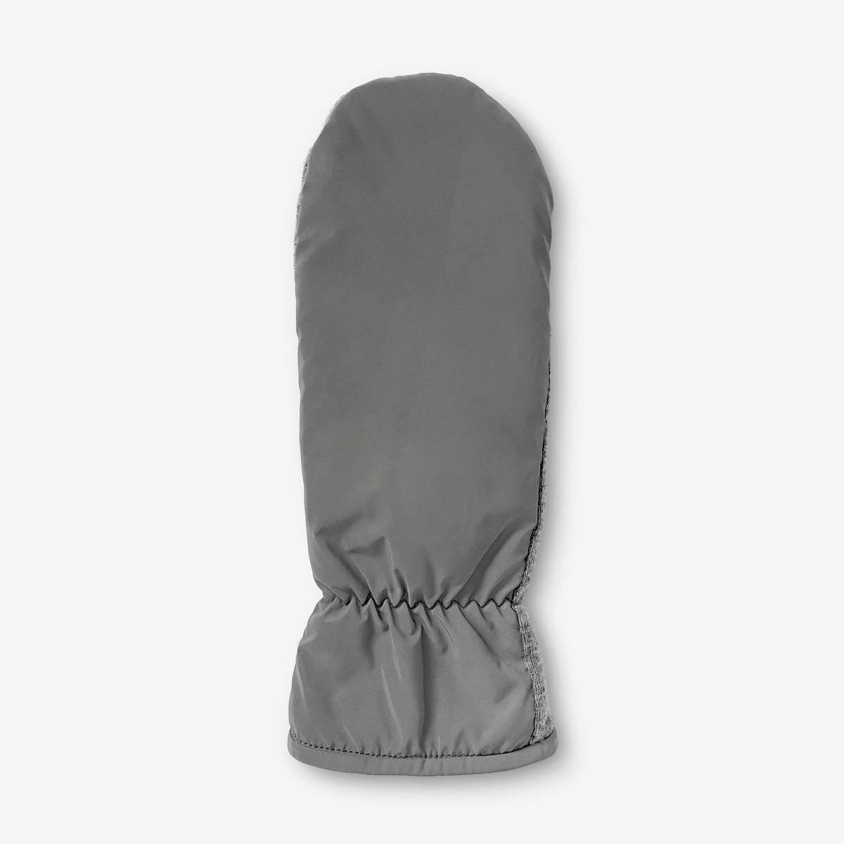 Grå reflexvante i ull sedd från ovansidan med reflextyg.