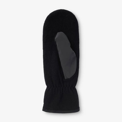 Mörkgrå reflexvante i ull sedd från handflatesidan.
